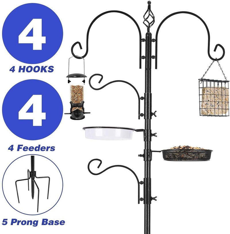 ERYTLLY Bird Feeding Station Kit Bird Feeder Pole Wild Bird Feeder Hanging Kit Planter Hanger Multi Feeder Hanging with Metal Suet Feeder Bird Bath for Attracting Wild Birds - Image 2